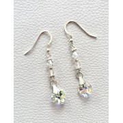 056 Boucles d'oreilles coeur swarovski cristal, quartz rose